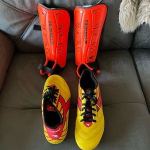 Cleats and shin guards, soccer, size 7